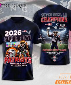 New England Patriots 2026 Super Bowl Champions Player Art T Shirt