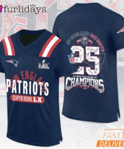New England Patriots 25 Champions Super Bowl LV Graphic Football Jersey
