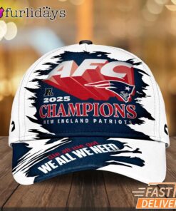 New England Patriots AFC Champions 2025 We All We Need Graphic Cap