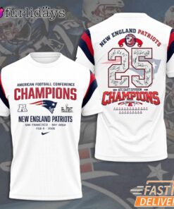 New England Patriots Champions 25 White Edition Graphic T Shirt