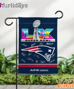 New England Patriots Super Bowl LVIII Lombardi Trophy Garden Flag