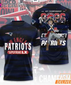 New England Patriots Super Bowl LX Champions Celebration Graphic T Shirt