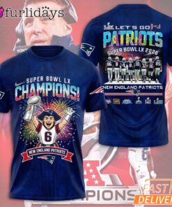 New England Patriots Super Bowl LX Champions Player Graphic T Shirt