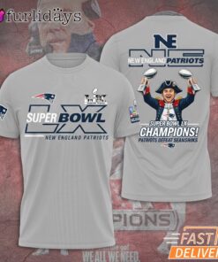 New England Patriots Super Bowl LX Champions Trophy Cartoon T Shirt