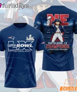 New England Patriots Super Bowl LX Logo Performance Style T Shirt
