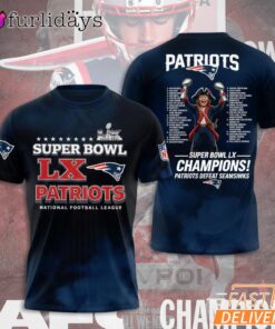 New England Patriots Super Bowl LX Patriots Text Graphic T Shirt