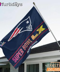 New England Patriots Super Bowl LX Team Logo House Flag