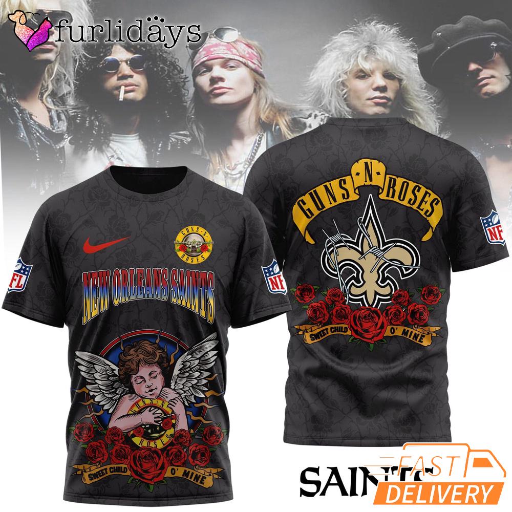 New Orleans Saints Guns N Roses Sweet Child O Mine NFL Fan T Shirt New Orleans Saints Guns N Roses Sweet Child O Mine NFL Fan T Shirt