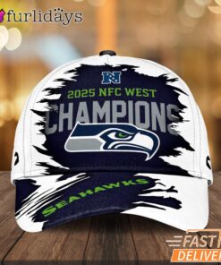 Seattle Seahawks 2025 NFC West Champions Brush Style 2026 Fan Cap
