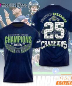 Seattle Seahawks 25 Champions Badge Crest Graphic 2026 Fan T Shirt