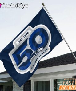 Seattle Seahawks 50th Anniversary Logo House Flag 1976 2026 Limited Fan Banner