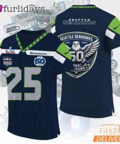 Seattle Seahawks 50th Anniversary Wing Logo Navy Jersey 2026 Limited Football Jersey