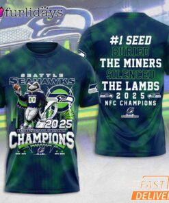 Seattle Seahawks Champions Mascot Graphic NFC Title 2026 Fan T Shirt