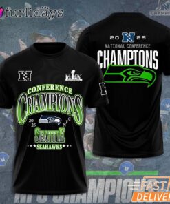 Seattle Seahawks Conference Champions Neon Outline Logo 2026 Fan T Shirt