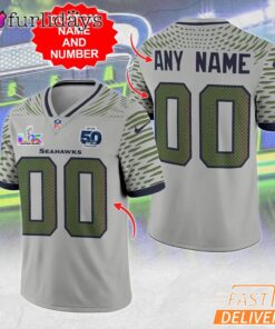 Seattle Seahawks Custom Name Number Gray Alternate Jersey 2026 Football Jersey