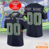 Seattle Seahawks Custom Name Number Neon Outline Navy Jersey Limited Football Jersey