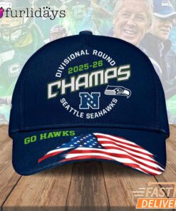 Seattle Seahawks Divisional Round Champs USA Flag Go Hawks 2026 Fan Cap