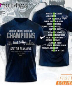 Seattle Seahawks NFC Champions Roster Name List 2026 Fan T Shirt
