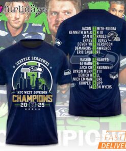 Seattle Seahawks NFC West Champions Skyline Graphic 2026 Fan T Shirt