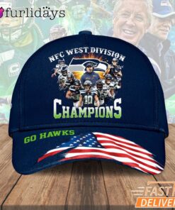 Seattle Seahawks NFC West Division Champions USA Flag Go Hawks 2026 Fan Cap