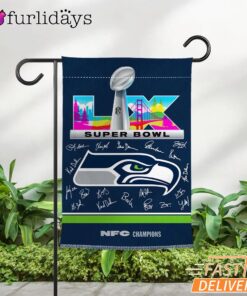 Seattle Seahawks Super Bowl LX 2026 Champions Garden Flag Signature Roster Banner