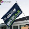 Seattle Seahawks Super Bowl LX 2026 Neon Stripe House Flag Limited NFL Fan Banner