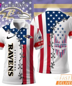 Baltimore Ravens 250 Years Of America Patriotic Custom Name Polo Shirt