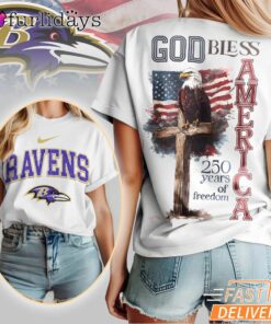 Baltimore Ravens God Bless America 250 Year Of Freedom T-Shirt