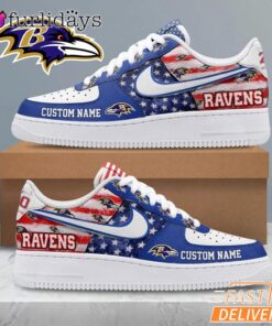 Baltimore Ravens USA Flag Custom Air Force 1 Sneakers 250 Years Shoes