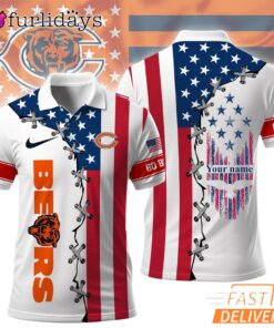 Chicago Bears 250 Years Of America Patriotic Custom Name Polo Shirt