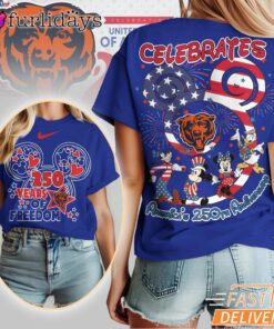 Chicago Bears Mickey Mouse America 250th Anniversary Patriotic T-Shirt