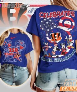 Cincinnati Bengals Mickey Mouse America 250th Anniversary Patriotic T-Shirt