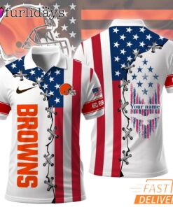 Cleveland Browns 250 Years Of America Patriotic Custom Name Polo Shirt