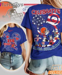 Cleveland Browns Mickey Mouse America 250th Anniversary Patriotic T-Shirt