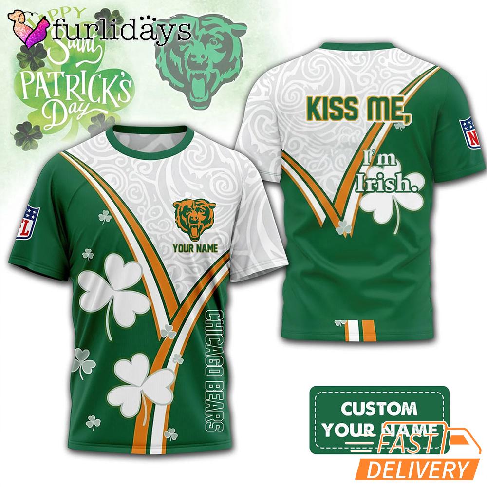 Custom Chicago Bears Kiss Me I'm Irish Lucky Green Shirt Custom Chicago Bears Kiss Me I'm Irish Lucky Green Shirt