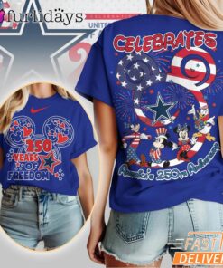 Dallas Cowboys Mickey Mouse America 250th Anniversary Patriotic T-Shirt