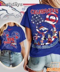 Denver Broncos Mickey Mouse America 250th Anniversary Patriotic T-Shirt
