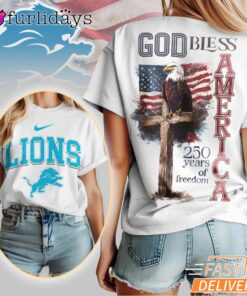 Detroit Lions God Bless America 250 Year Of Freedom T-Shirt