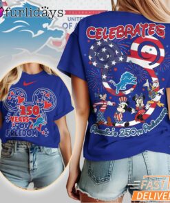 Detroit Lions Mickey Mouse America 250th Anniversary Patriotic T-Shirt