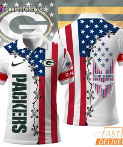 Green Bay Packers 250 Years Of America Patriotic Custom Name Polo Shirt
