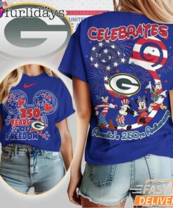 Green Bay Packers Mickey Mouse America 250th Anniversary Patriotic T-Shirt