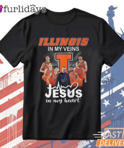Illinois Fighting Illini In My Veins Jesus Faith Basketball Fan T-Shirt