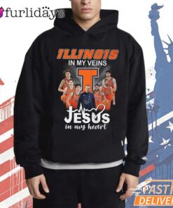 Illinois Fighting Illini In My Veins Jesus Faith Basketball Fan T-Shirt