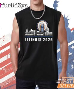 Illinois Fighting Illini Skyline 2026 NCAA Basketball Fan T-Shirt