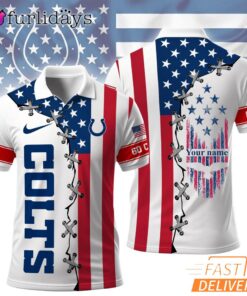 Indianapolis Colts 250 Years Of America Patriotic Custom Name Polo Shirt