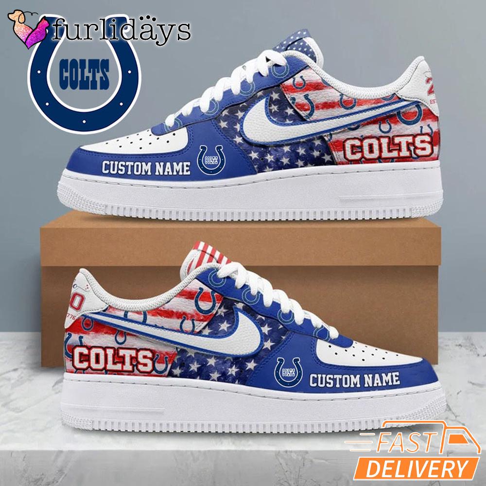 Indianapolis Colts USA Flag Custom Air Force 1 Sneakers 250 Years Shoes Indianapolis Colts USA Flag Custom Air Force 1 Sneakers 250 Years Shoes