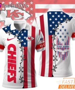 Kansas City Chiefs 250 Years Of America Patriotic Custom Name Polo Shirt