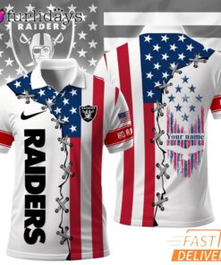 Las Vegas Raiders 250 Years Of America Patriotic Custom Name Polo Shirt