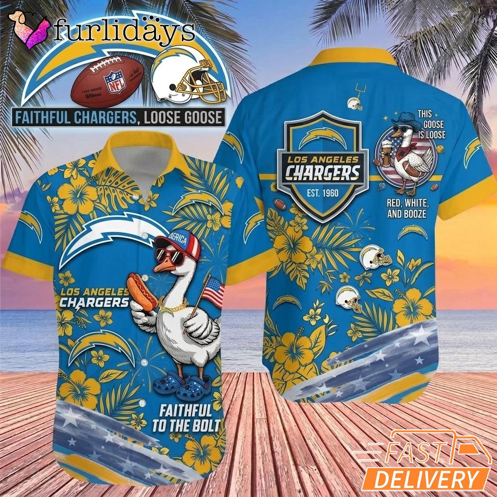 Los Angeles Chargers Funny Goose Hawaiian Shirt Los Angeles Chargers Funny Goose Hawaiian Shirt