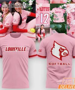 Louisville Cardinals Softball Pink Ribbon T-Shirt NCAA Women’s Softball Tee